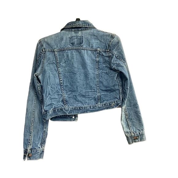 AMERICAN EAGLE OUTFITTERS Women’s Distressed Denim Jacket Size Small Petite - Picture 3 of 10